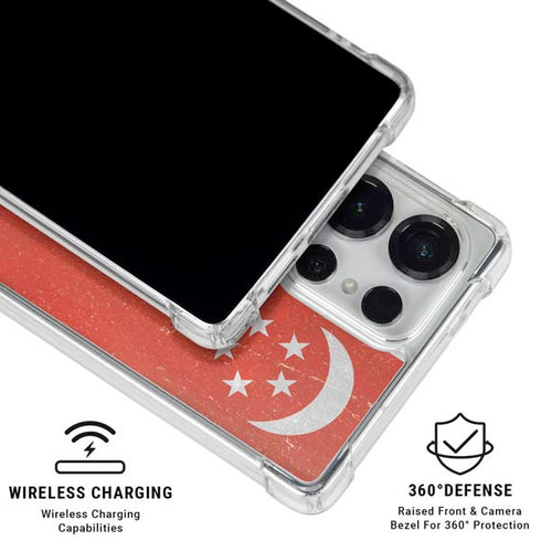 Singapore Flag Distressed Galaxy S25 Ultra Clear Case